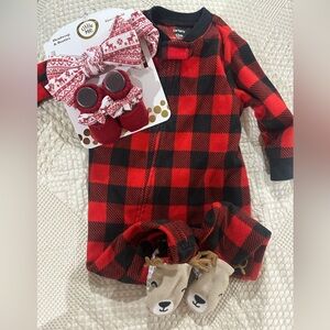 Carter's Red and Black Checkered Kids Footie